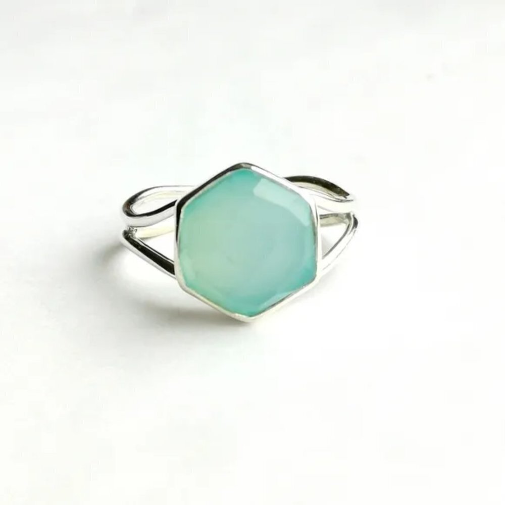 Aqua Chalcedony ring sterling silver size 6 🆕 - Picture 2 of 6